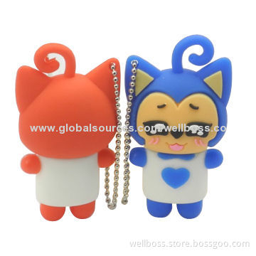 Promotional PVC Ali Fox-shaped Cartoon USB with Keychain, Factory price